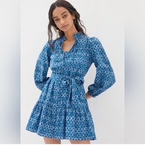 Anthropologie • Calanthe Mini Shirtdress - Blue Motif Small